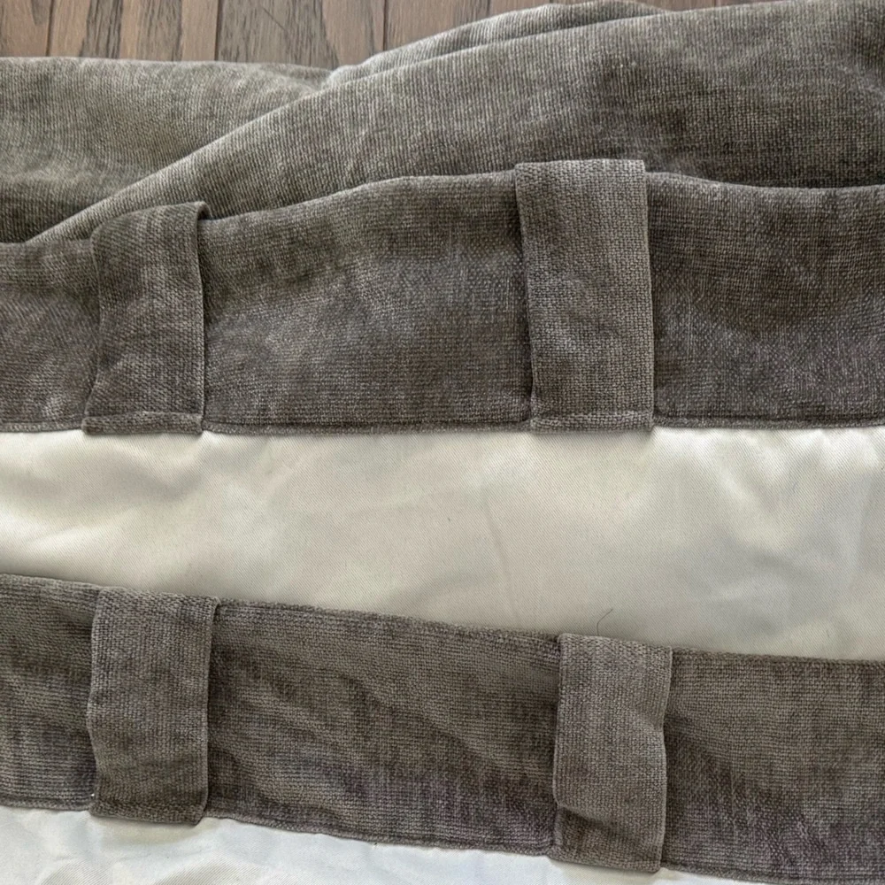 West Elm 2 Worn Velvet Blackout Curtain Panels Charcoal Grey Metal 48x96